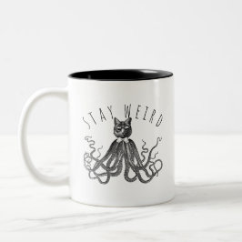 Stay Weird Catopus Cat and Octopus Mashup Två-Tonad Mugg