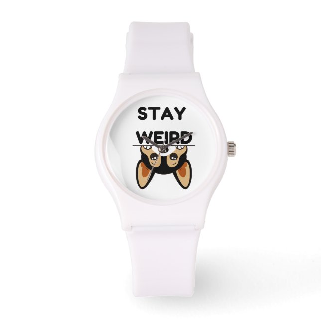 Stay Weird Funny Boston Terrier Cartoon Dog Armbandsur (Framsida)