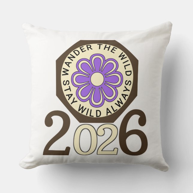 Stay Wild Always 2026 Retro Flower Design Throw Pi Kudde (Framsida)
