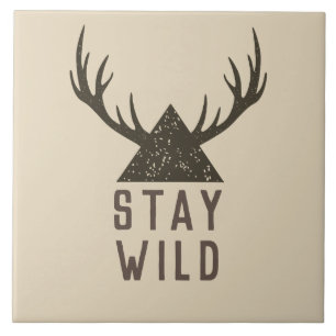 Stay Wild Antlers Typografi Kakelplatta