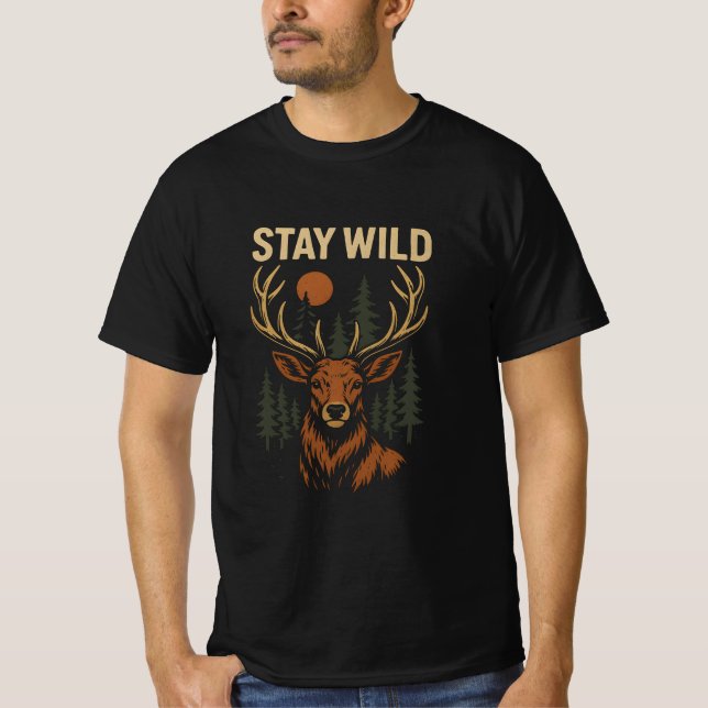Stay Wild Deer T Shirt (Framsida)