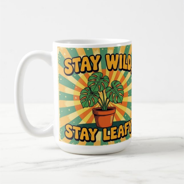 Stay wild leafy cute botanical Coffee Mug Kaffemugg (Vänster)