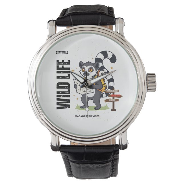 Stay Wild Lemur Life - Madagascar Vibes Cute lemur Armbandsur (Framsida)