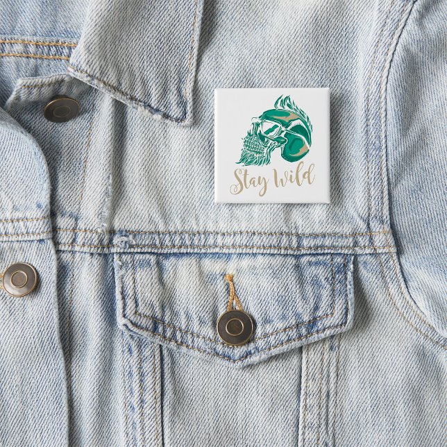 Stay Wild Modern Bearded Skull Knapp (Skapare uppladdad)