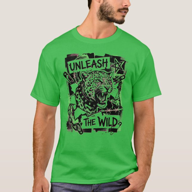 Stay Wild Shirt – Neon Leopard Punk Grafisk T-Shir T (Framsida)
