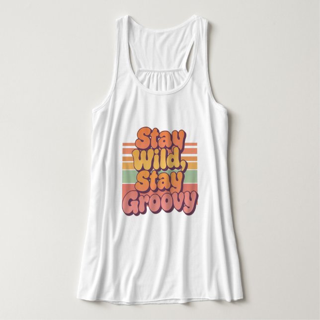 Stay Wild Stay Groovy Retro 70s Sunset Linne Med Racerback (Design framsida)