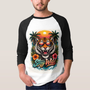 Stay Wild Tiger Sunset T-Shirt – Tropisk djungel G