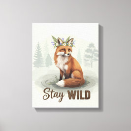 Stay Wild – Vintage Forest Fox Art Canvastryck