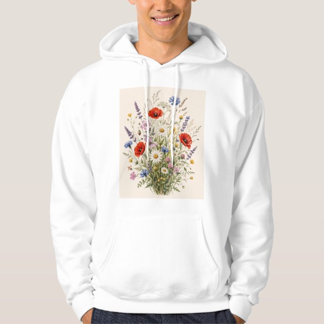 Stay Wild | Vintage Wild Herbs Botanical Design Hoodie (Framsida)