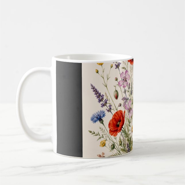 Stay Wild | Vintage Wild Herbs Botanical Design Kaffemugg (Vänster)