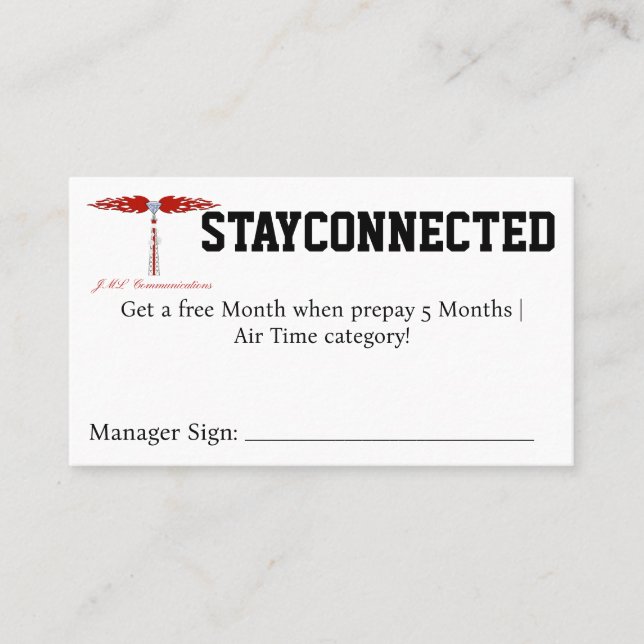 STAYCONNECTED Coupon Visitkort (Framsida)
