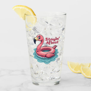 Stayin’ Afloat Funny Flamingo Bassäng Flyter Retro Glaskopp