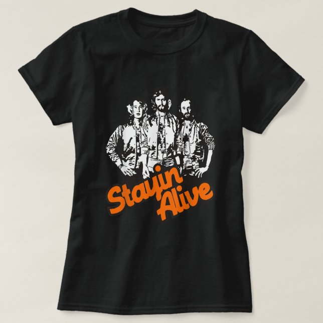 Stayin Alive Bee Gees Band T Shirt (Design framsida)
