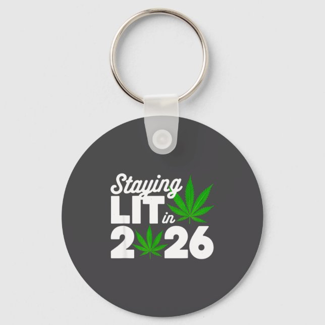Staying Lit 2026 High Wasted Weed New Years Funny  Nyckelring (Framsida)