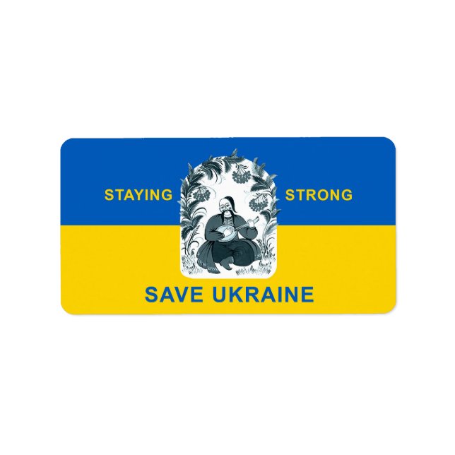 Staying strong, save Ukraine Adressetikett (Framsidan)