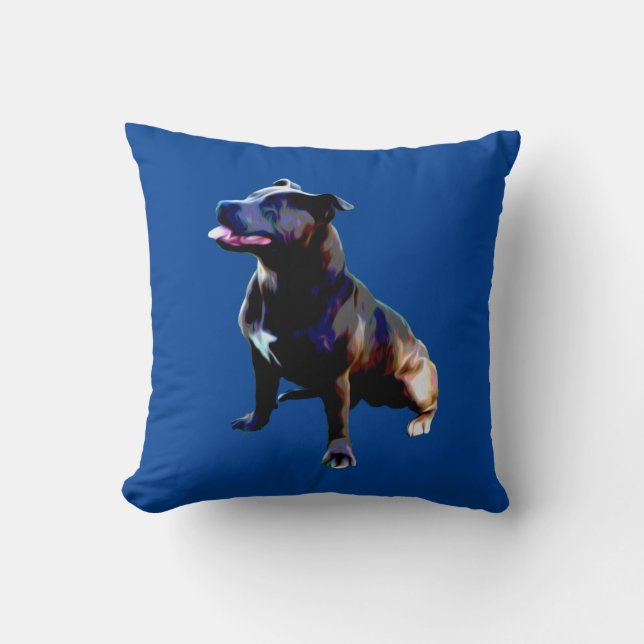 Stbudsdshire Bull Terrier Painting, Cushion Kudde (Framsida)