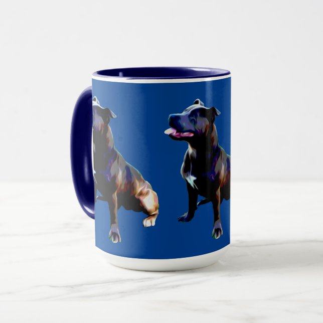 Stbudsdshire Bull Terrier Painting, Kaffe Mugg (Framsida vänster)