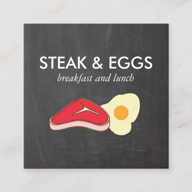 Steak and Eggs Chalkboard Fyrkantigt Visitkort (Framsida)