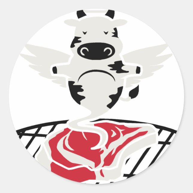 Steak Angel Runt Klistermärke (Framsida)