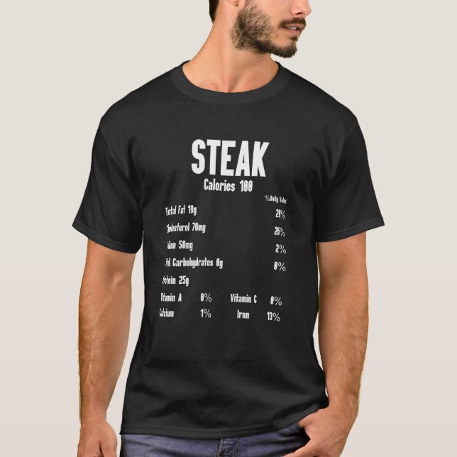 Steak Calories Raw Steak Kött Food Beef Cow Grilli T Shirt (Framsida)