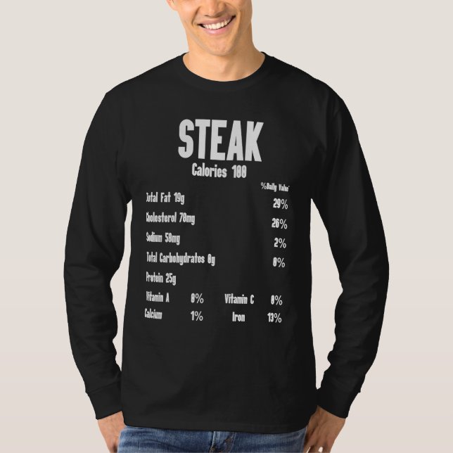 Steak Calories Raw Steak Meat Food Beef Cow Grilli T Shirt (Framsida)