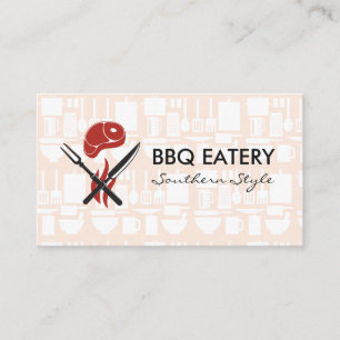 Steak Cutlery Logotyp Kitchen Mönster Visitkort