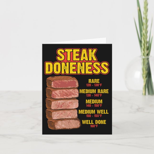 Steak Doneness Chart Bord Guide Bbq Kött Chef Pit Kort (Framsida)