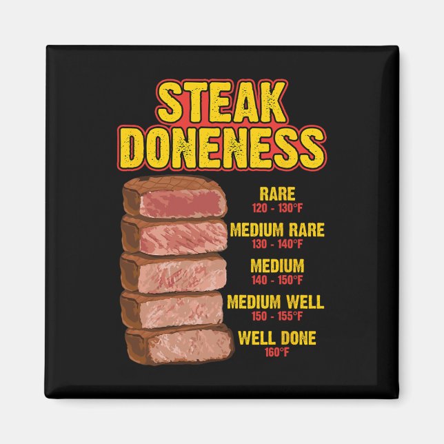 Steak doneness diagram tabell guide BBQ kött kock  Magnet (Framsidan)