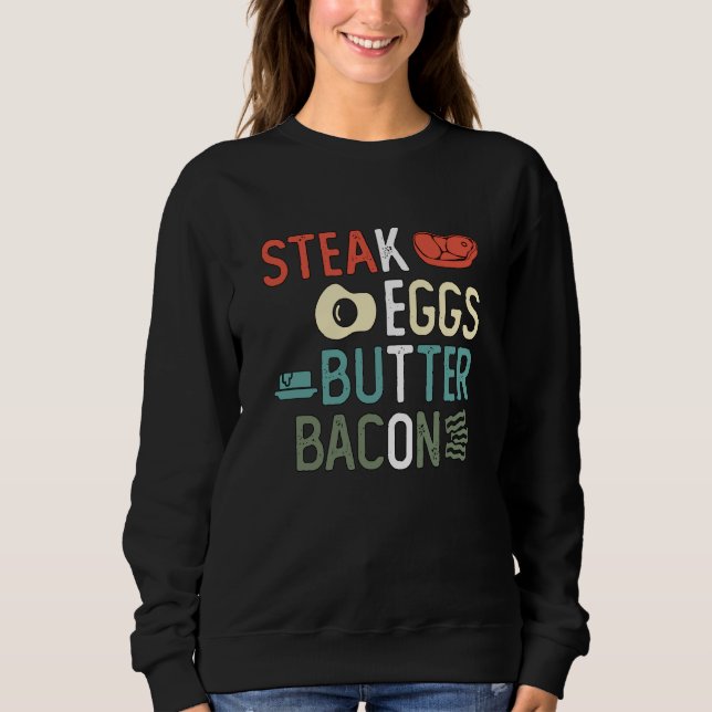 Steak Eggs Butter Bacon High Fat Diet Ketosis Keto T Shirt (Framsida)
