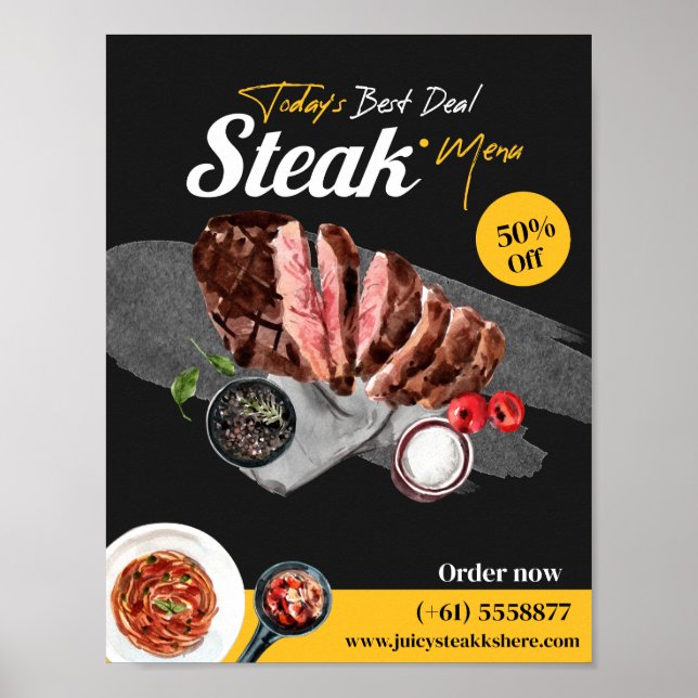 Steak Food Watercolor Poster (Framsidan)