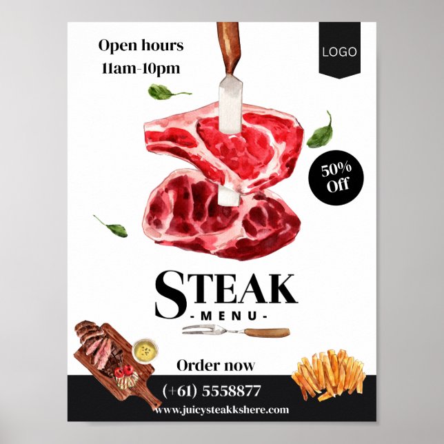 Steak Food Watercolor Poster (Framsidan)