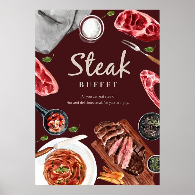 Steak Food Watercolor Poster (Framsidan)
