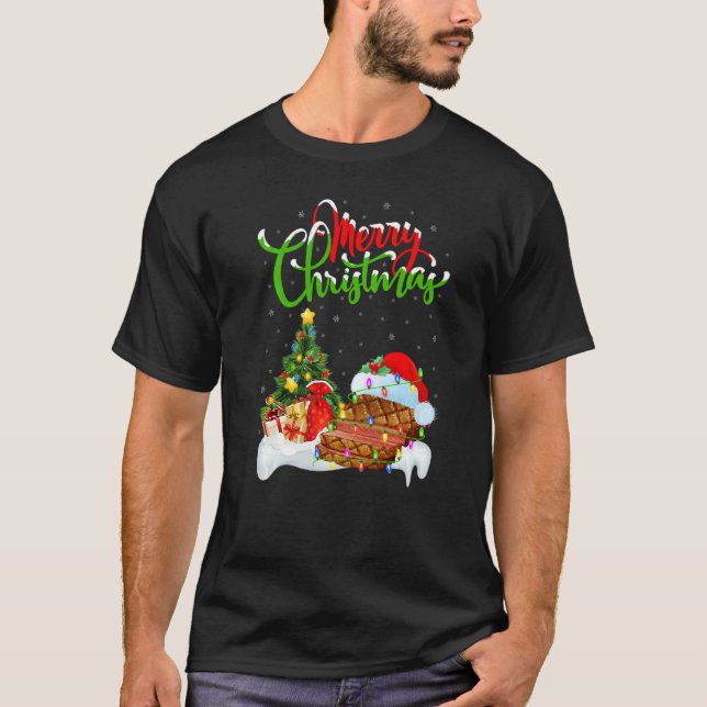 Steak Food  Xmas Decorations Santa Steak Christmas T Shirt (Framsida)