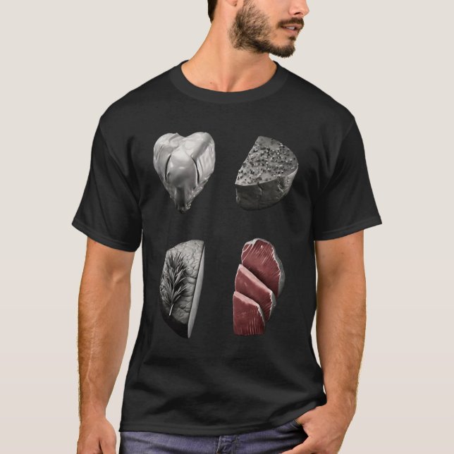 Steak  Grilling Father Grayscale Griller Steak T Shirt (Framsida)