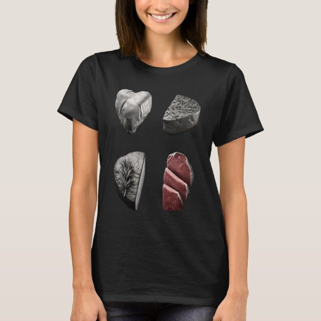 Steak  Grilling Father Grayscale Griller Steak T Shirt (Framsida)