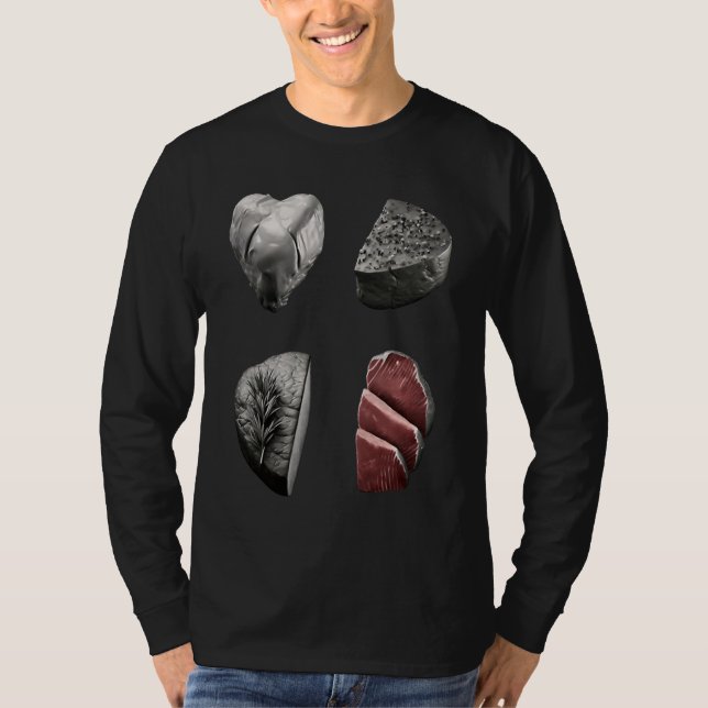Steak  Grilling Father Grayscale Griller Steak T Shirt (Framsida)