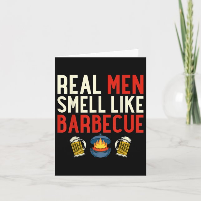Steak Grilling Funny Bbq Chef Real Manar Smell som Kort (Framsida)