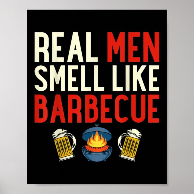 Steak Grilling Funny Bbq Chef Real Manar Smell som Poster (Framsidan)