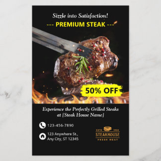 Steak House Specials Restaurant Flyer 2 sida