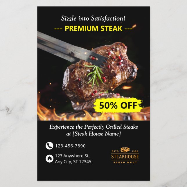 Steak House Specials Restaurant Flyer 2 sida (Framsidan)