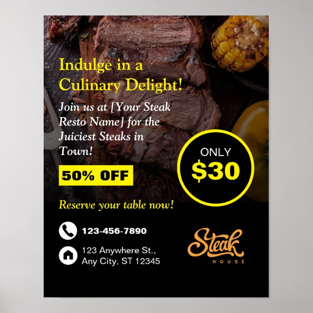 Steak House, Steak Restaurang, Restaurang  Poster (Framsidan)