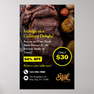 Steak House, Steak Resto, Restaurang Flyer Poster