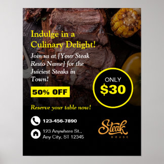 Steak House, Steak Resto, Restaurang  Poster