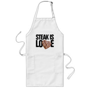 Steak Kött är Kärlek grillar Apron Långt Förkläde