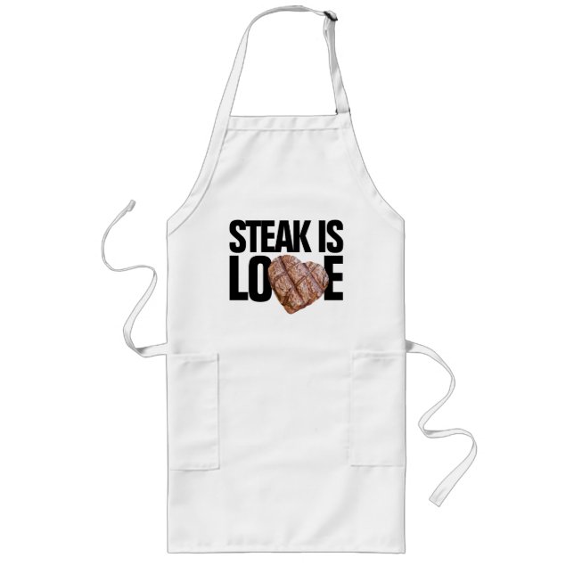 Steak Kött är Kärlek Grilling Apron Långt Förkläde (Framsidan)