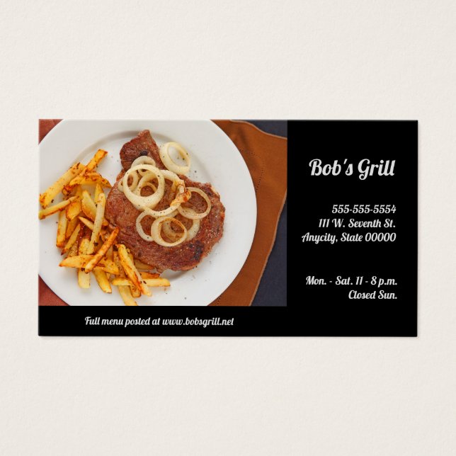 Steak och fries visitkort (Framsidan)