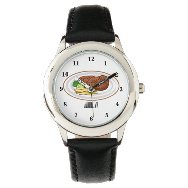Steak seriefigurer illustration armbandsur (Framsida)