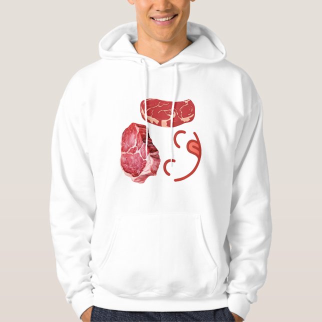 Steak Smiley Face Design for Meat Lovers | BBQ Gri Hoodie (Framsida)