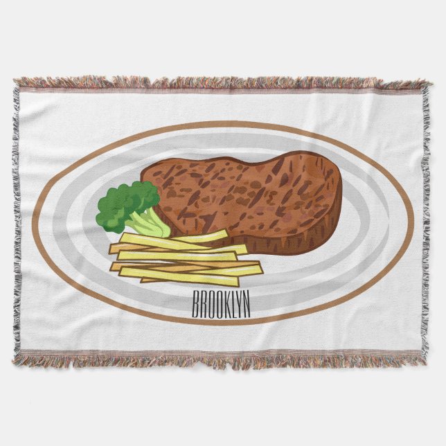 Steak tecknad illustration filt (Framsidan)