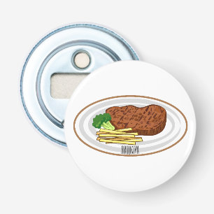 Steak tecknad illustration flasköppnare